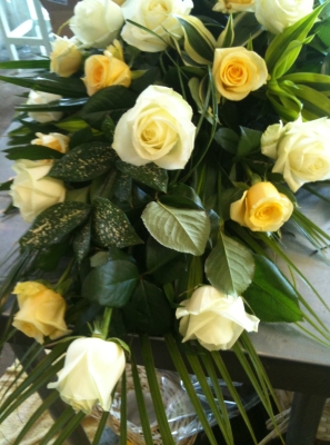 Yellow and White Rose Spray