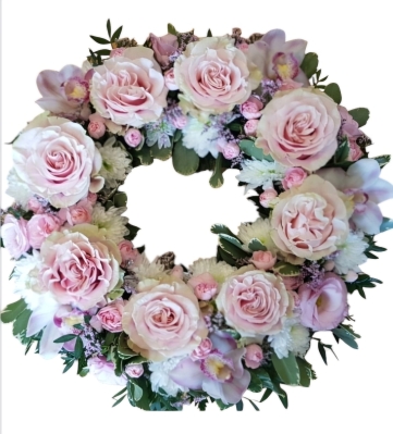 pastel pink rose wreath