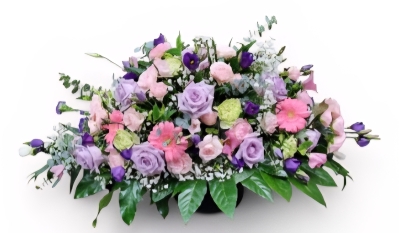Pastle Pink lilac and green casket spray