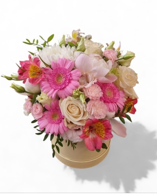 Pink and white Hat box