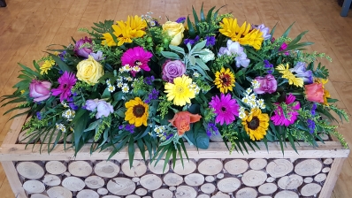 sunflower casket spray