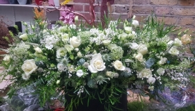 White And Green Casket Spray