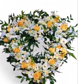 Soft yellow and cream open heart