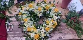 Soft yellow and cream open heart