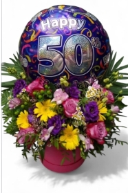 Foil Balloon milestone Birthday box