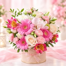 Pink and white Hat box