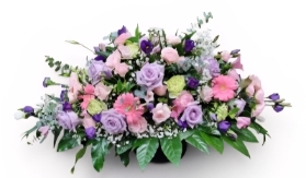 Pastle Pink lilac and green casket spray